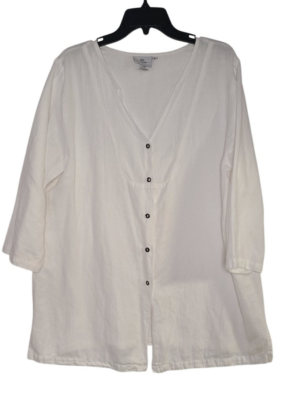 Hot Cotton by Marc Ware White Linen Blend Button Down Top Size L